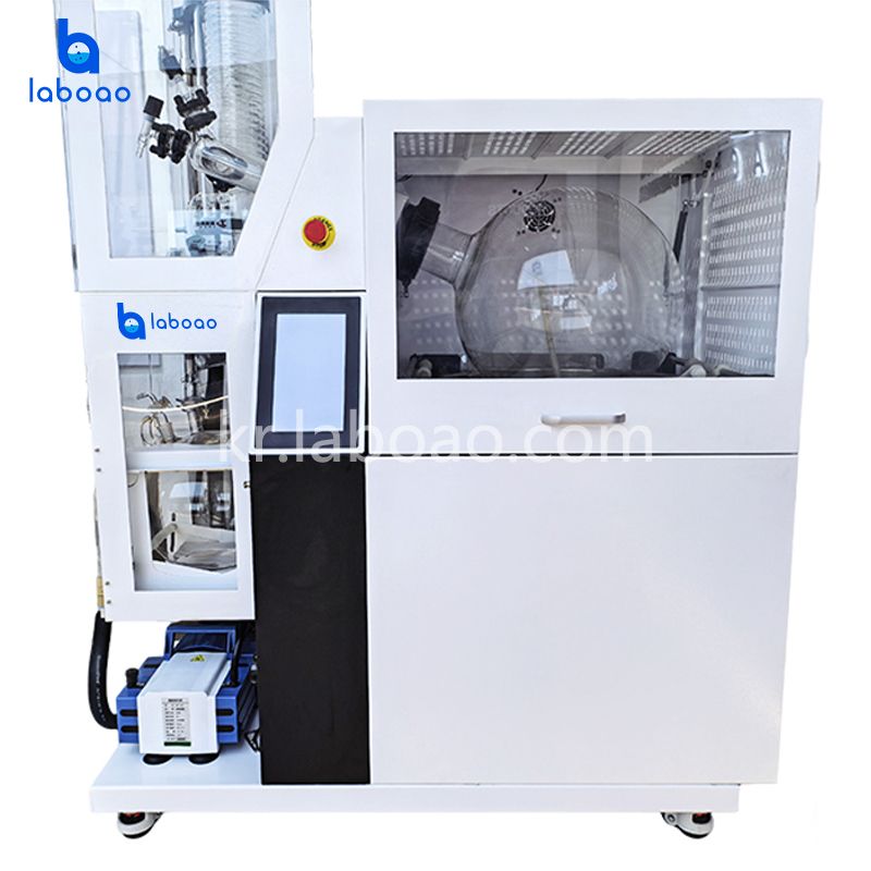 보호 장치 및 자동 충전/배수 기능이 있는 회전식 증발기